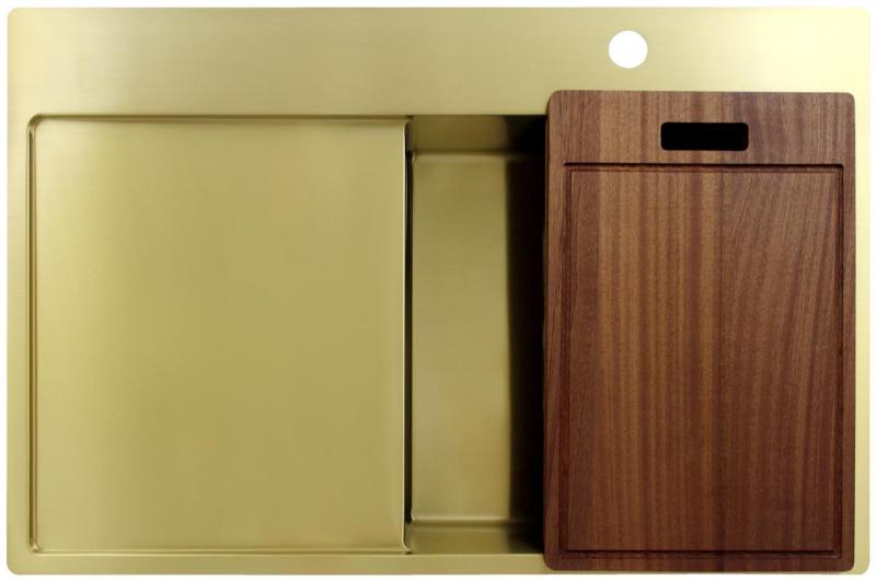 Pure.Sink Exclusivo Złoty zlew z ociekaczem 78x52 cm Bateria prawostronna PEX4078RT-60