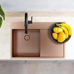 Pure.Sink Exclusivo Miedziany zlew z częścią ociekową 78x52 cm Tapwing po prawej stronie PEX4078RT-62