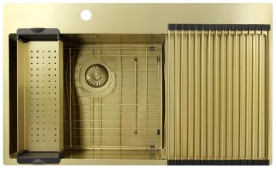 Pure.Sink Exclusivo Złoty zlew z częścią ociekową 86x52 cm Tapwing po lewej stronie PEX5086LT-60