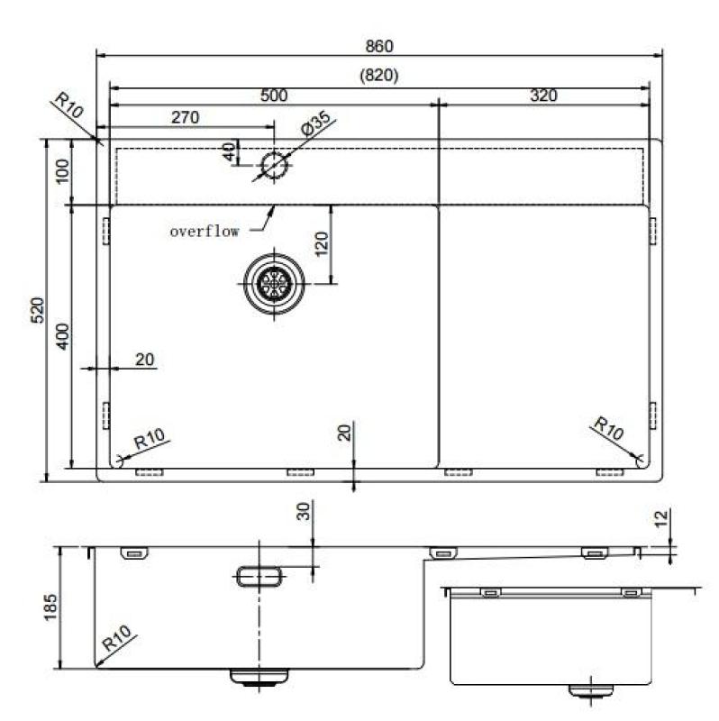 Pure.Sink Exclusivo Złoty zlew z ociekaczem 86x52 cm Bateria lewa PEX5086LT-60