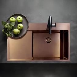 Pure.Sink Exclusivo Miedziany zlew z częścią ociekową 86x52 cm Tapwing po lewej stronie PEX5086LT-62