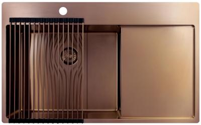 Pure.Sink Exclusivo Miedziany zlew z częścią ociekową 86x52 cm Tapwing po lewej stronie PEX5086LT-62