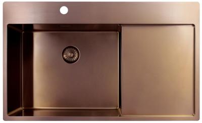 Pure.Sink Exclusivo Miedziany zlew z częścią ociekową 86x52 cm Tapwing po lewej stronie PEX5086LT-62