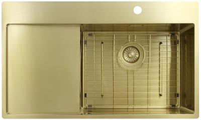 Pure.Sink Exclusivo Złoty zlew z miejscem do ociekania 86x52 cm Tapwing po prawej stronie PEX5086RT-60