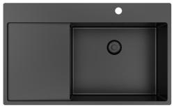 Pure.Sink Exclusivo Gun Metal zlew z obszarem ociekającym 86x52 cm Tapwing po prawej stronie PEX5086RT-61