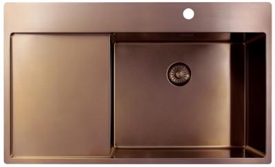 Pure.Sink Exclusivo Miedziany zlew z obszarem ociekającym 86x52 cm Tapwing po prawej stronie PEX5086RT-62