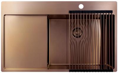 Pure.Sink Exclusivo Miedziany zlew z obszarem ociekającym 86x52 cm Tapwing po prawej stronie PEX5086RT-62