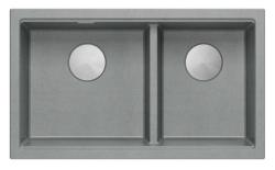 Quadri Newport II Podwójny Szary Granitowy Zlew Nawierzchniowy 76x45 cm z Wtyczką ze Stali Nierdzewnej 1208971370