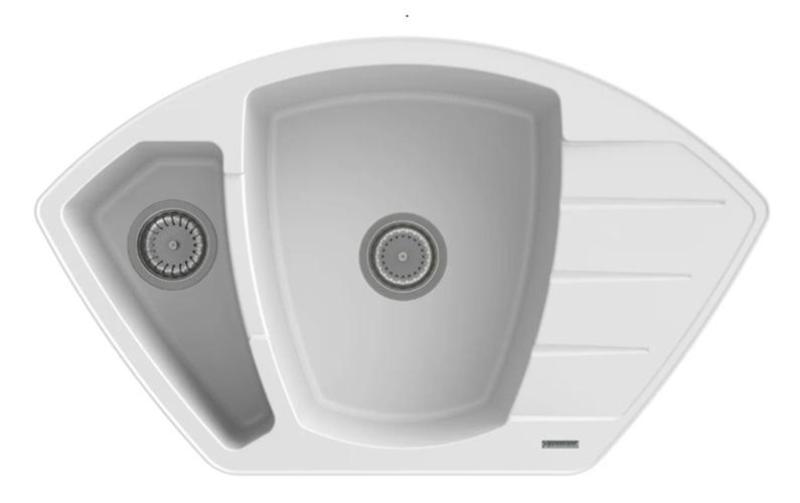 Graniteland Monte Granitowy biały zlew narożny do montażu 901x538mm z korkiem ze stali nierdzewnej 1208971415