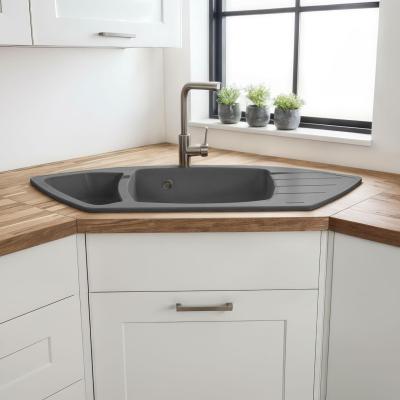 Graniteland Monte Granitowy szary zlew narożny do montażu 901x538mm z wtyczką ze stali nierdzewnej 1208971416