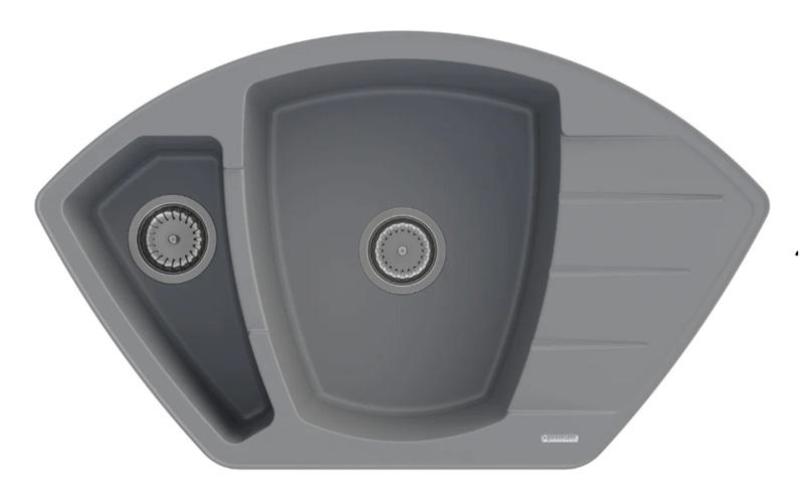 Graniteland Monte Granitowy szary zlew narożny do montażu 901x538mm z wtyczką ze stali nierdzewnej 1208971416