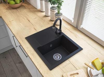 Graniteland Nex Granitowy czarny zlew z obszarem ociekania 574x464 mm 1208971428