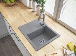 Graniteland Nex Granitowy szary zlew z częścią ociekającą 574x464 mm 1208971431