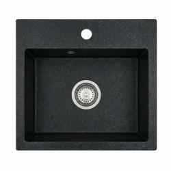 Graniteland Nera Granitowy Zlew 45x42 cm Wygląd Twardy Kamień Arduin Montaż z Otworem na Kran i Wtyczką ze Stali Nierdzewnej 1208971432