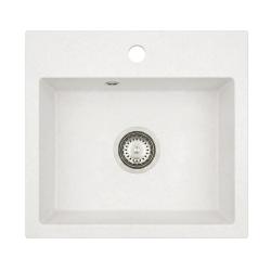 Graniteland Nera Granitowy Zlew 45x42 cm Biały Montaż z Otworem na Kran i Stalową Wtyczką 1208971435