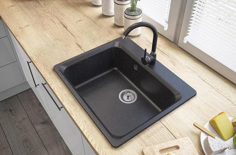 Graniteland Vastone Granitowy Zlew 619x522 mm Wygląd twardego kamienia Arduin Montaż z otworem na kran i korkiem ze stali nierdzewnej 1208971442