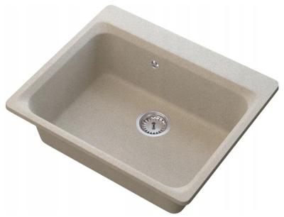 Graniteland Vastone Granitowy Zlew 619x522 mm Beżowy Nadbudowa z Otworem na Kran i Stalową Wtyczką RVS 1208971444