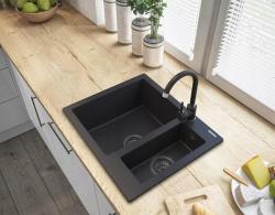 Graniteland Adda Granitowy czarny 1.5 Zlew Nawierzchniowy 600x495mm 1208971454