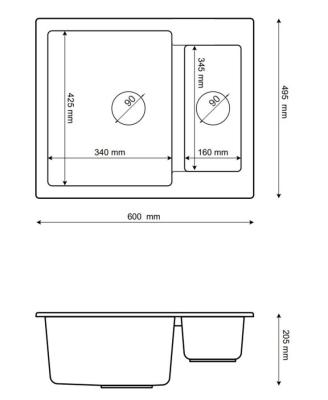 Graniteland Adda Granitowy czarny 1.5 Zlew Nawierzchniowy 600x495mm 1208971454