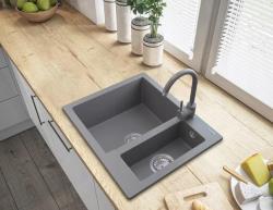 Graniteland Adda Granitowy Szary 1.5 Zlew Nałożony 600x495mm 1208971456