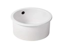 Ausmann Ceramic Ember Ceramiczny biały okrągły zlew na blat i podblatowy z czarnym korkiem 1208971464