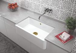 Ausmann Ceramic Mira Ceramiczny Biały Zlew - Podbudowa i Międzybudowa 795 x 460 mm z Złotym Korkiem 1208971466