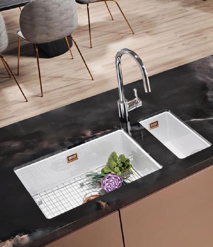 Ausmann Ceramic Ember Ceramiczny Biały Półzlewozmywak Nadbudowa i Podbudowa 174 x 400 mm z Miedzianą Wtyczką 1208971502