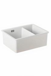 Ausmann Ceramic Ember Ceramiczny Biały Półtorej Zlewozmywak do Montażu na Wierzchu i na Dołu 535 x 400 mm z Czarnymi Korkami 1208971509