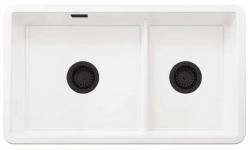 Ausmann Ceramic Ember Ceramiczny Biały Półtorej Zlewozmywak do Montażu Na Górze i Montażu Pod Spodem 733 x 401 mm z Czarnymi Korkami 1208971521