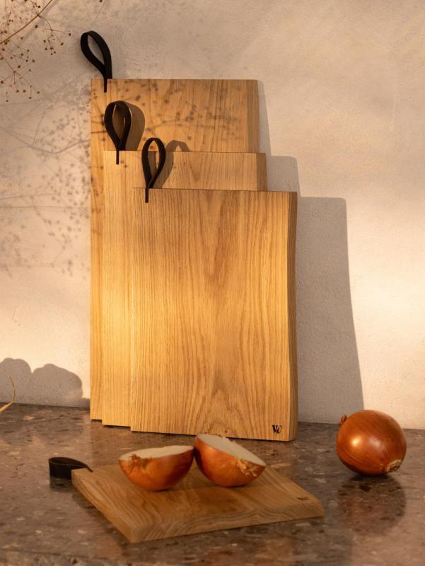Woodsea Chop-Chop Oak L - Deska do krojenia z dębu 40x24cm z rączką ze skóry 1208971541