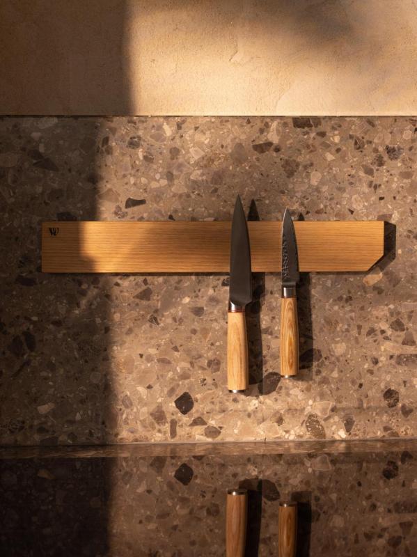 Woodsea Trzymaj Mój Nóż - Eichenholzowy Uchwyt na Nóż na Ścianę 40x6 cm 1208971598