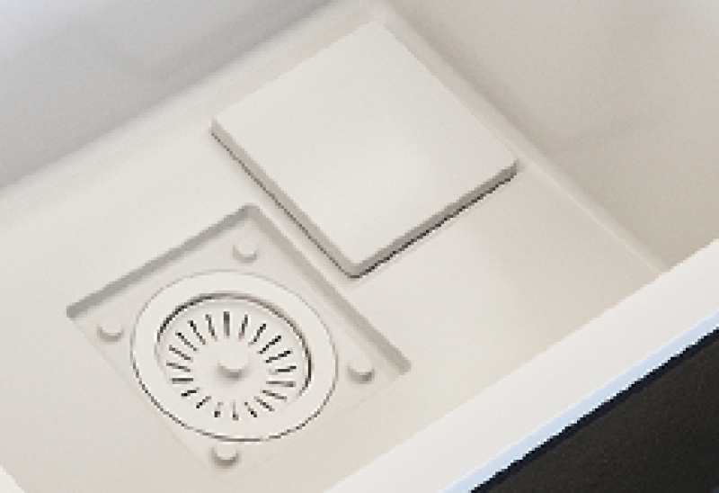 Graniteland Seta Granitowy Biały Zlew nawierzchniowy 80x50 cm 1208971618