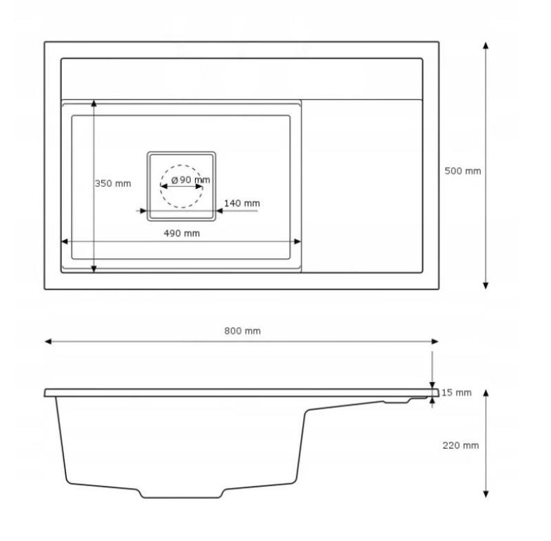 Graniteland Seta Granitowy Szary Zlew nawierzchniowy 80x50 cm 1208971621