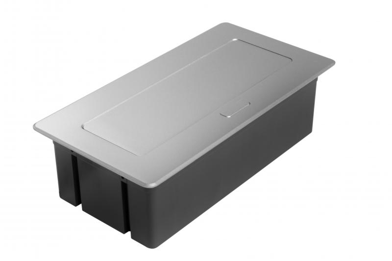 Gniazdo meblowe MULTISOFT, 2xSCHUKO, USB A+C, RJ45, kabel 1,5 m, aluminium