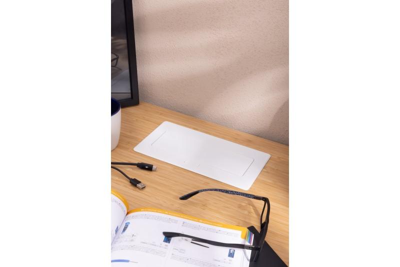 MULTISOFT Gniazdo Meblowe 2x Gniazdo z Uziemieniem, USB A+C, RJ45, Kabel Zasilający z Wtyczką, Białe