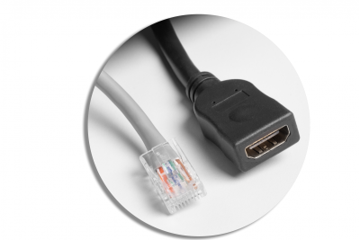 Gniazdo meblowe MULTISOFT 2x gniazdo z uziemieniem, USB A+C, RJ45, HDMI, kabel zasilający z wtyczką, białe