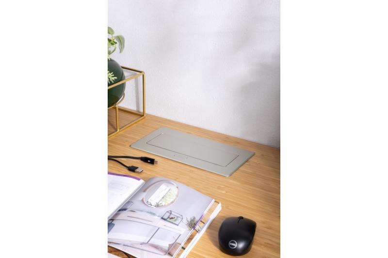 Gniazdo meblowe MULTISOFT 2x Gniazdo z uziemieniem, USB A+C, RJ45, HDMI, Kabel zasilający z wtyczką, Aluminium