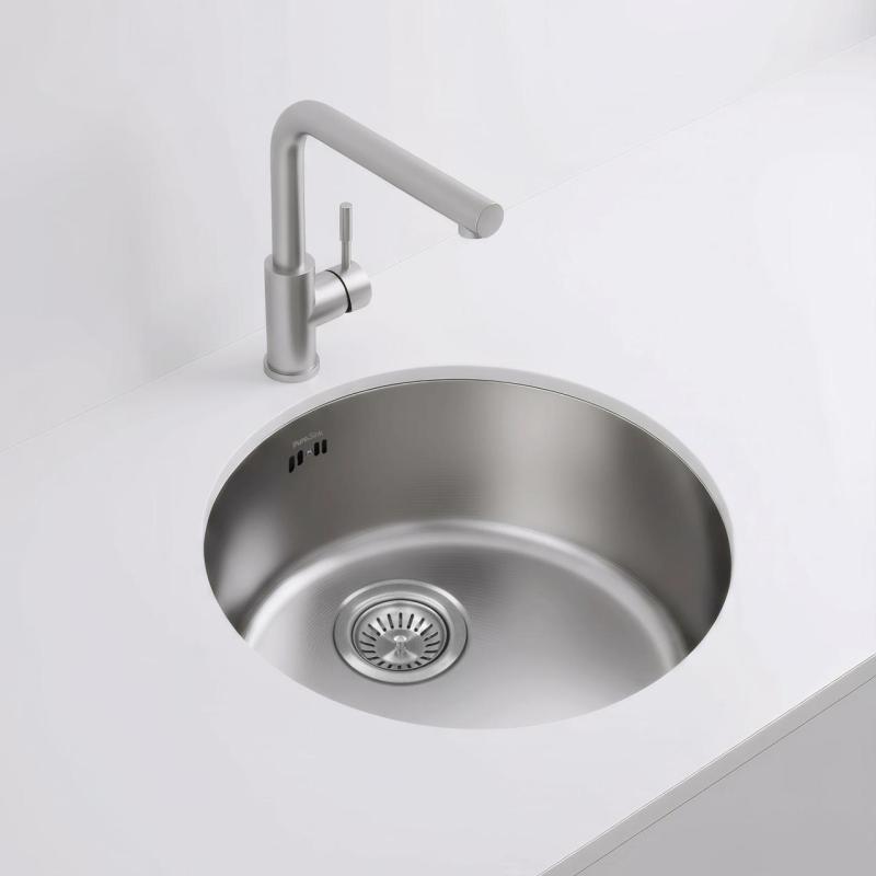 Pure.Sink Rondo RVS Okrągły Zlew montaż płaski, podtynkowy i nakładany 38 cm PRN38-02