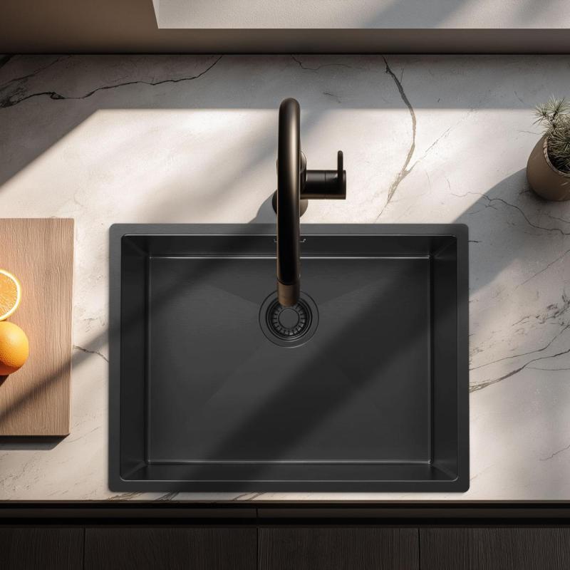 Pure.Sink Luxion PVD Czarna umywalka 55x40 cm podblatowa, wpuszczana i nablatowa PLX5540-63