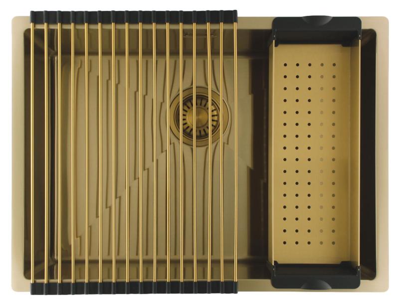 Pure.Sink Luxion Złota umywalka 55 x 40 cm do montażu podblatowego, wpuszczanego i natynkowego PLX5540-60