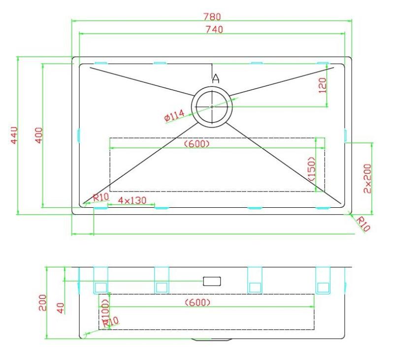 Pure.Sink Luxion Duża czarna umywalka PVD 74 x 40 cm do montażu podblatowego, wpuszczanego i natynkowego PLX7440-63