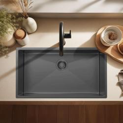 Pure.Sink Luxion Duża umywalka z metalu Gun 74x40 cm do montażu podblatowego, wpuszczanego i natynkowego PLX7440-61