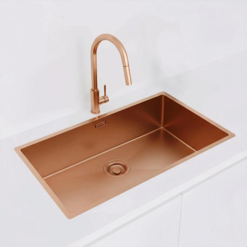 Pure.Sink Luxion Duży miedziany zlew 74x40 cm podblatowy, wpuszczany i natynkowy PLX7440-62