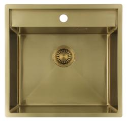 Pure.Sink Luxion Złoty zlew 51x50 cm Tapwing z otworem na baterię PLX5150T-60