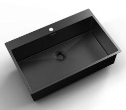Pure.Sink Luxion PVD Duża czarna umywalka 78x50 cm Kran z otworem na baterię PLX7850T-63
