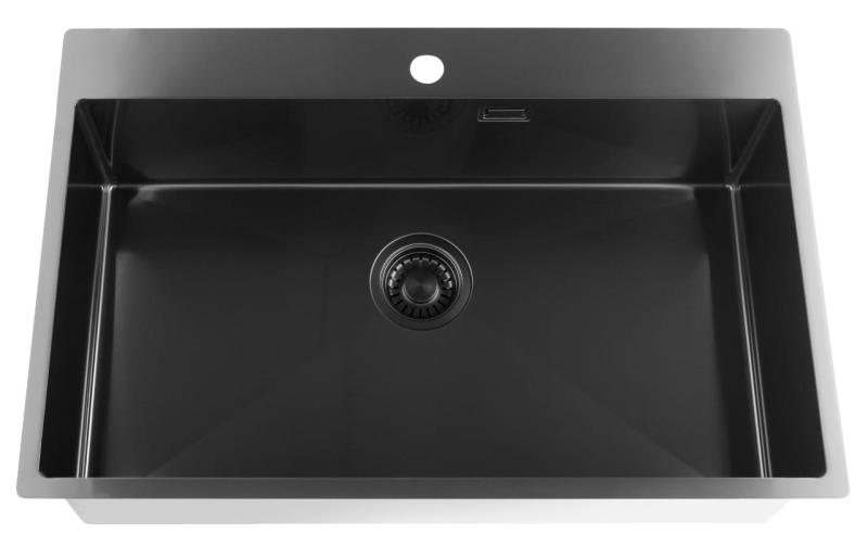 Pure.Sink Luxion PVD Duża czarna umywalka 78x50 cm Kran z otworem na baterię PLX7850T-63