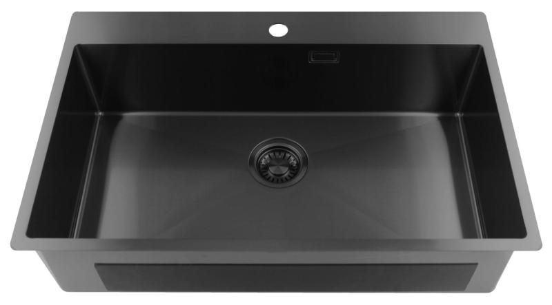Pure.Sink Luxion Duża umywalka z metalu Gun 78x50 cm Tapwing z otworem na baterię PLX7850T-61