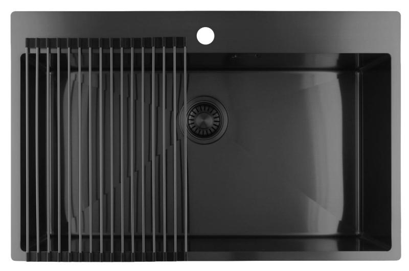 Pure.Sink Luxion Duża umywalka z metalu Gun 78x50 cm Tapwing z otworem na baterię PLX7850T-61