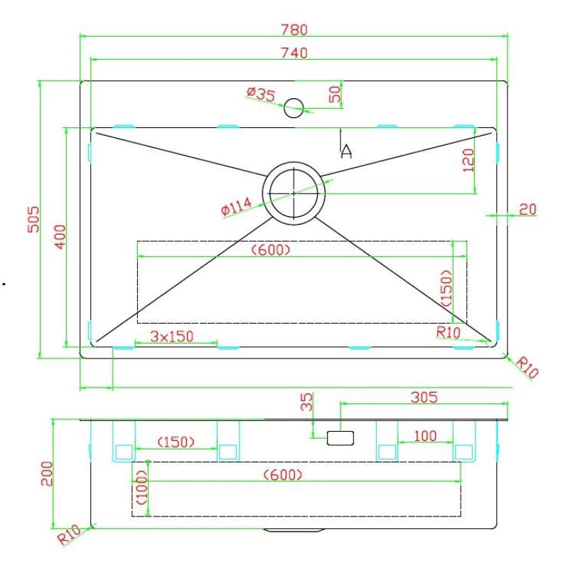 Pure.Sink Luxion Duża umywalka z brązu 78x50 cm Tapwing z otworem na baterię PLX7850T-61