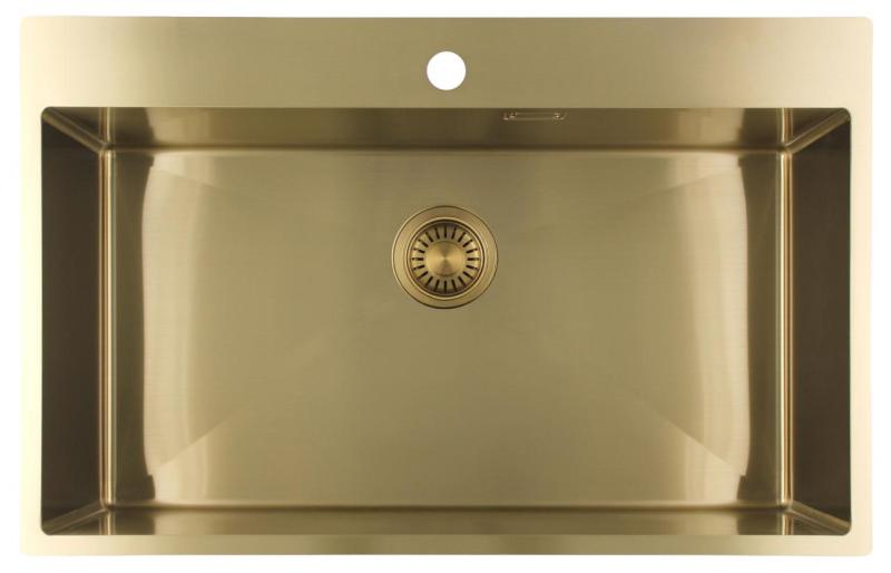 Pure.Sink Luxion Duża złota umywalka 78x50 cm Tapwing z otworem na baterię PLX7850T-60